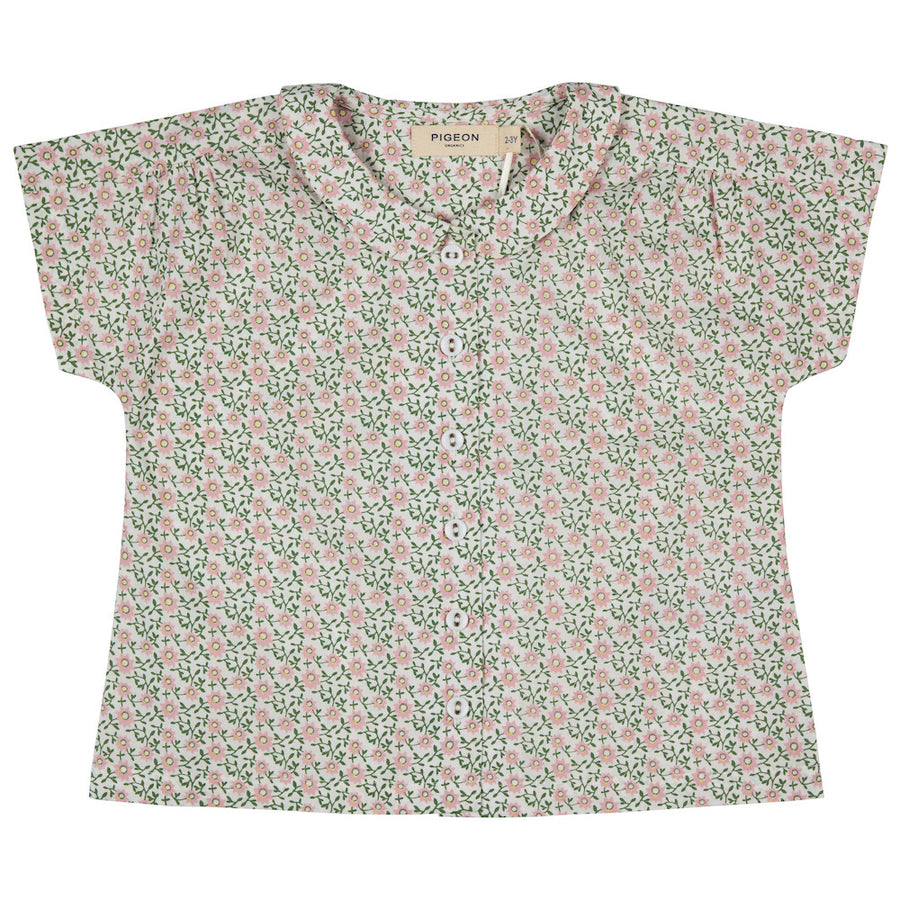 Pigeon Organics Peter Pan Collar Blouse, Ditsy - Pink