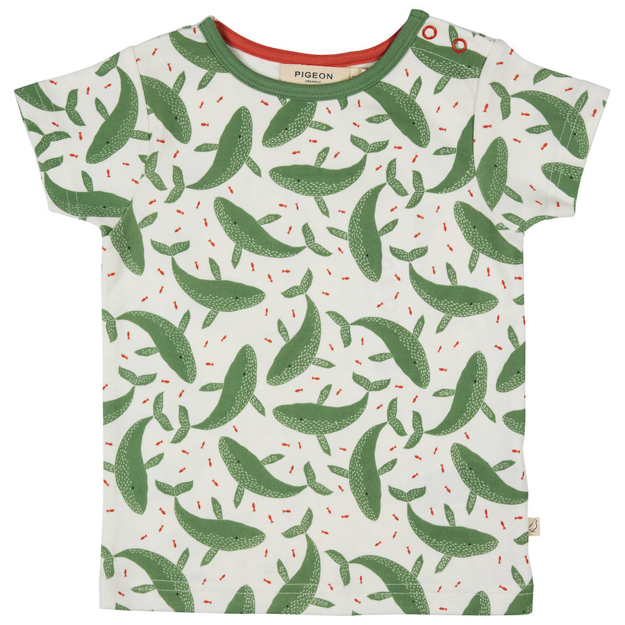 Pigeon Organics Short Sleeve T-Shirt (Aop), Whale