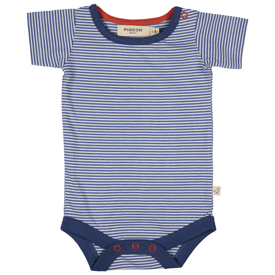 Pigeon Organics Summer Body (Fine Stripe), Dusty Blue