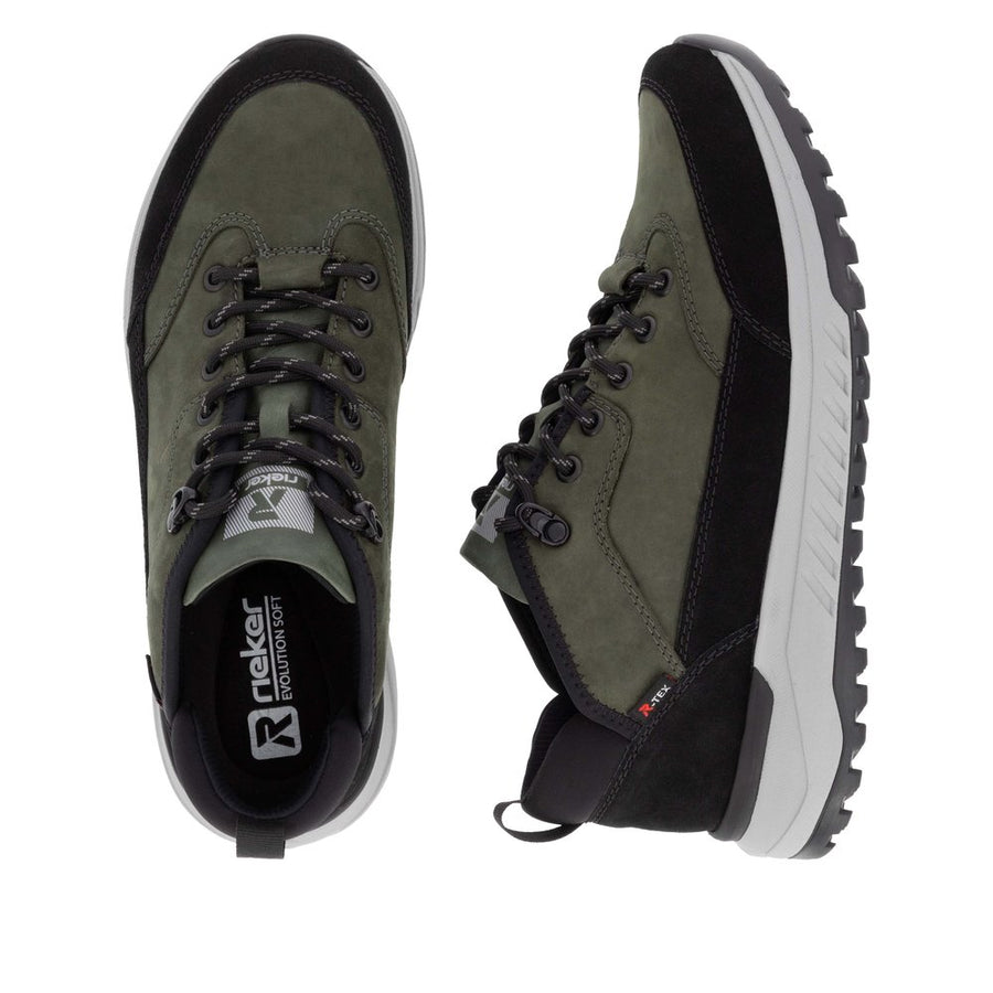 Rieker Sport U0102-54 Black Khaki Lace Up Shoes