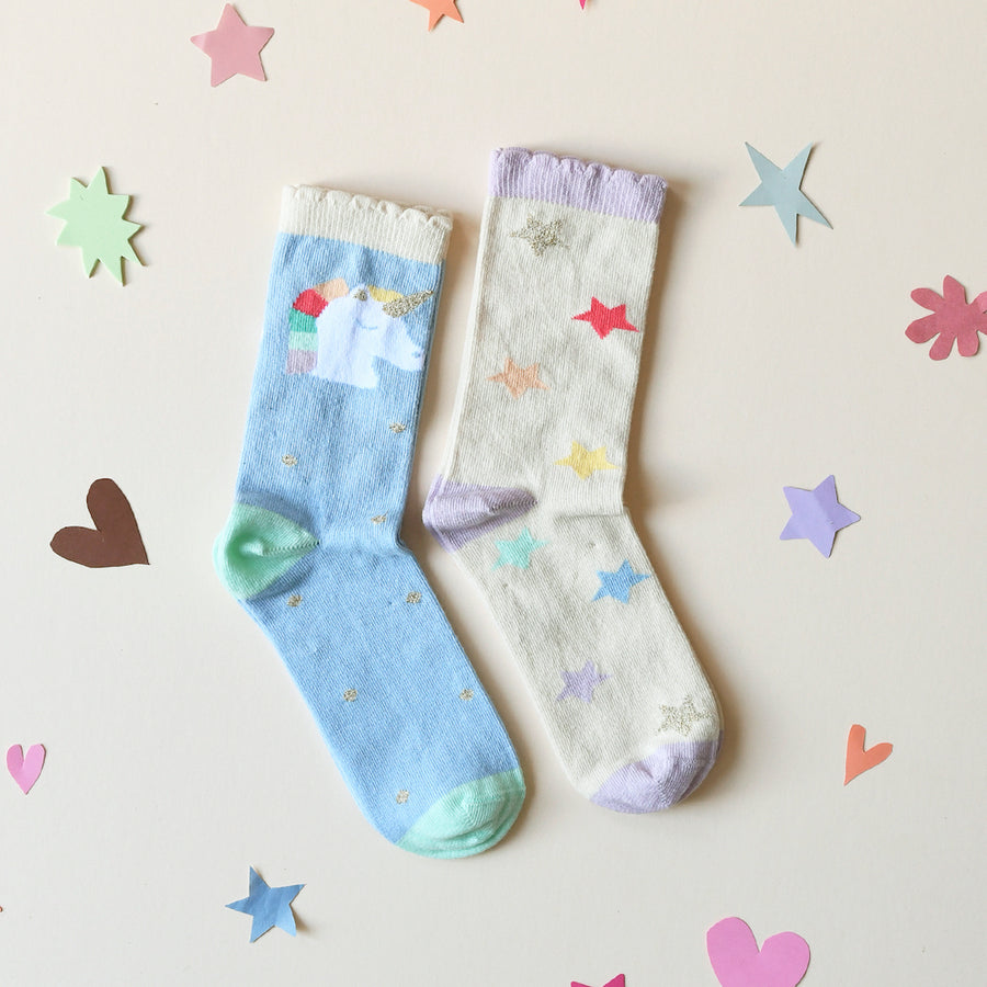 Rockahula Rainbow Unicorn 2 Pack Socks 12-3 Jnr SC02418-2