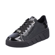 Rieker Sport W0501-00 Black Patent Lace Up Shoes