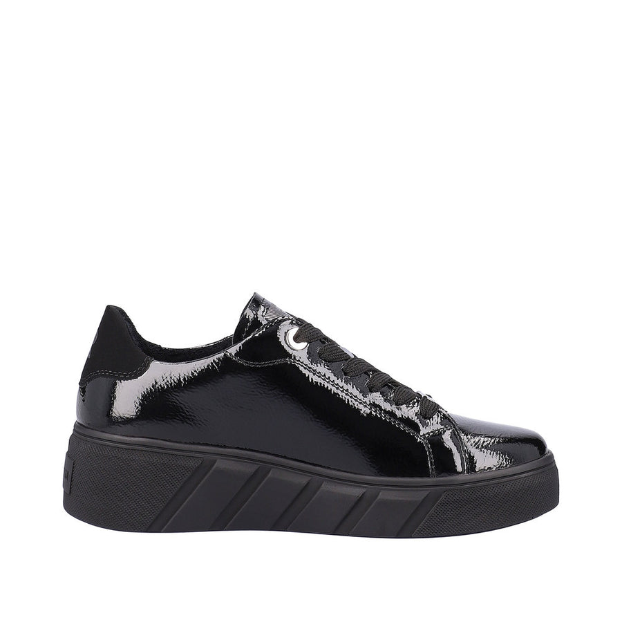 Rieker Sport W0501-00 Black Patent Lace Up Shoes