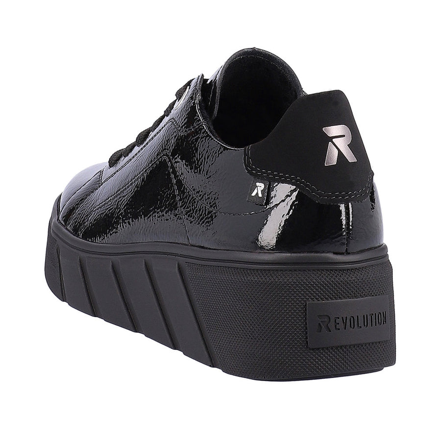 Rieker Sport W0501-00 Black Patent Lace Up Shoes