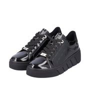 Rieker Sport W0501-00 Black Patent Lace Up Shoes