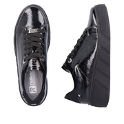 Rieker Sport W0501-00 Black Patent Lace Up Shoes