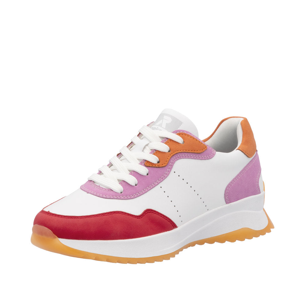 Rieker Sport W1308-80 White Combination Leather Trainers