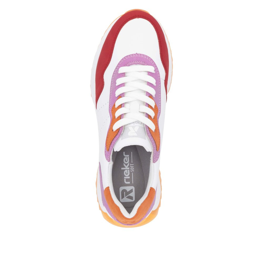 Rieker Sport W1308-80 White Combination Leather Trainers