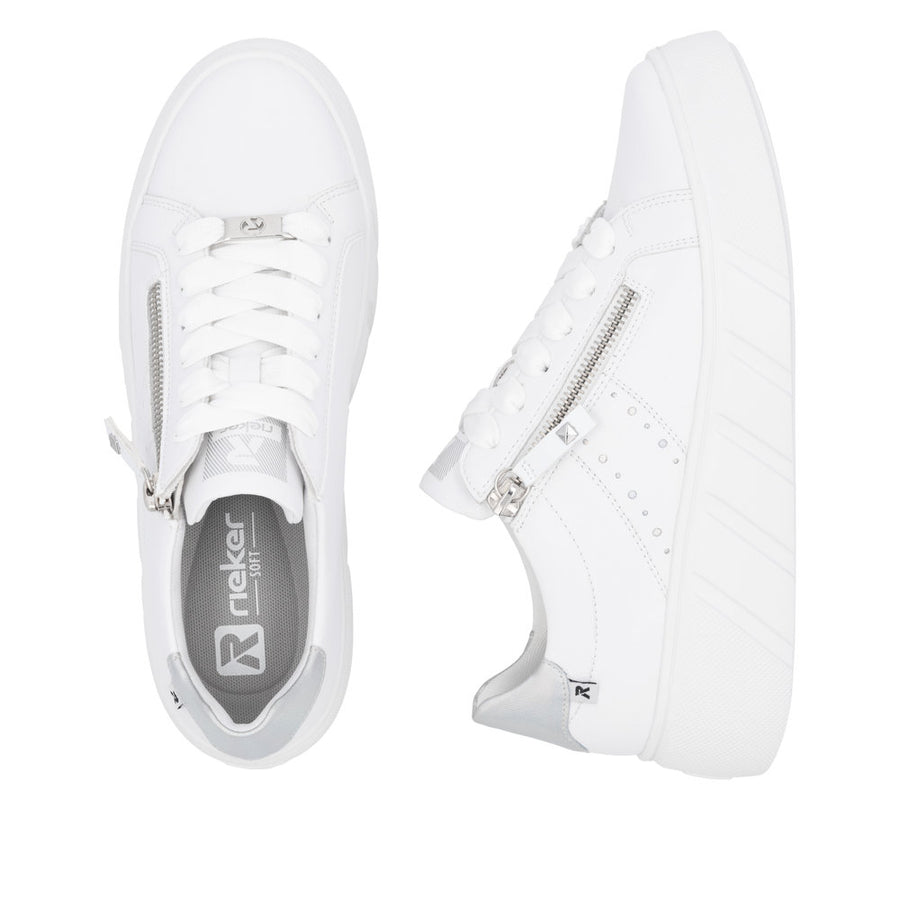 Rieker Sport W2605-80 White Leather Trainers