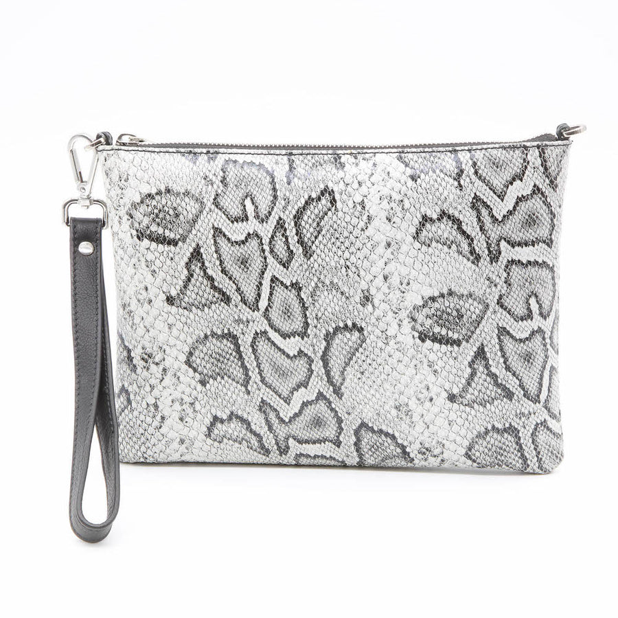 Lapella Yasmin Crossbody/ Clutch Bag Black Snake Leather