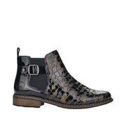 Rieker Z4965-90 Croc Black Brown Ankle Boots