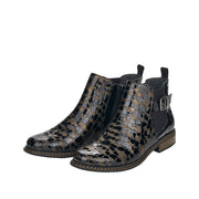 Rieker Z4965-90 Croc Black Brown Ankle Boots