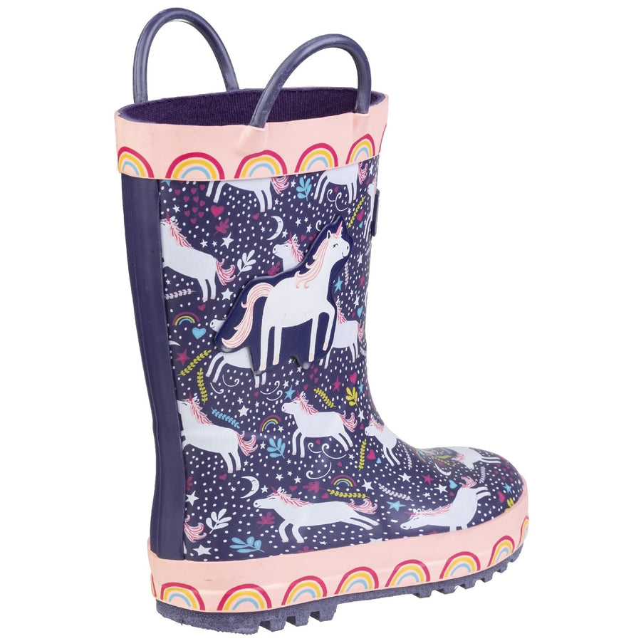 Cotswold Sprinkle Junior Purple/Pink & White Wellies