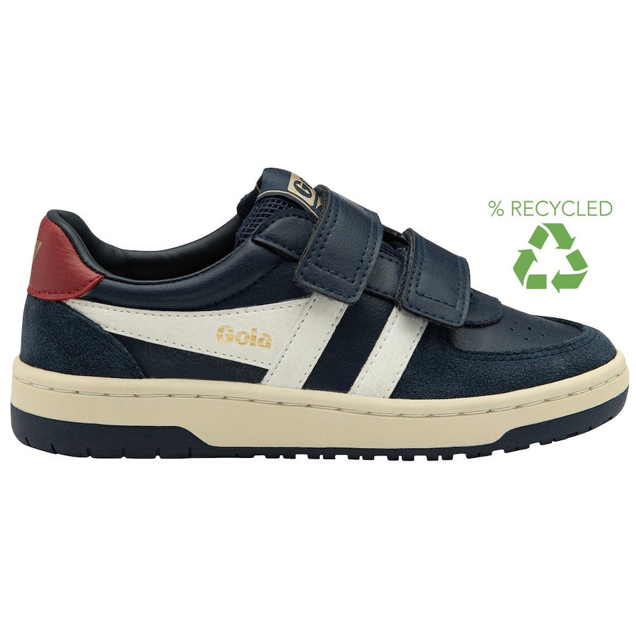 Gola Hawk Strap Navy/Off White/Deep Red Kids Trainers