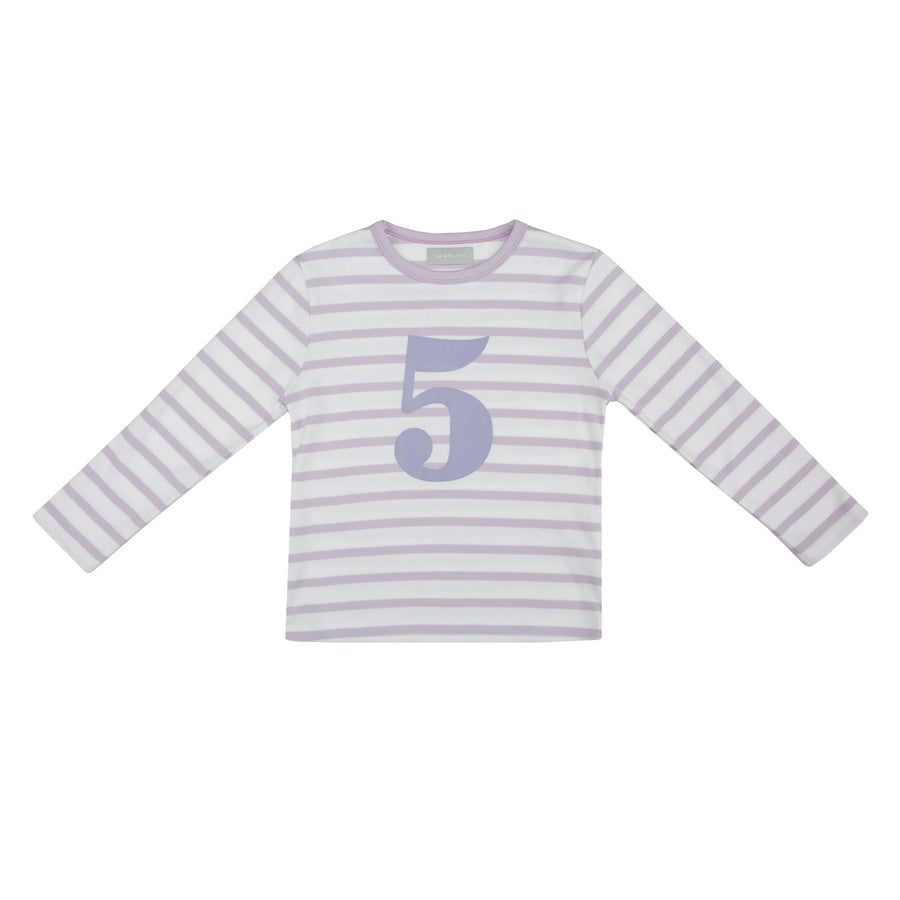 Bob and Blossom Breton Striped Number T-Shirt KT431  Parma Violet and White