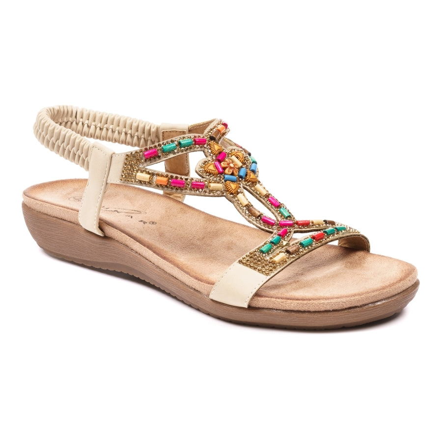 Lunar Mariella Beige Beaded Sandals