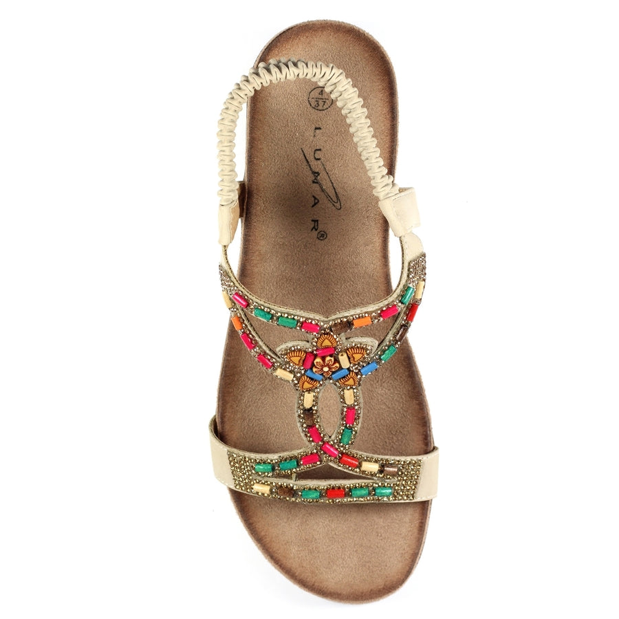 Lunar Mariella Beige Beaded Sandals