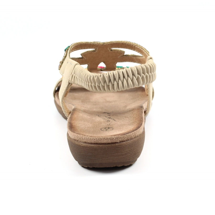 Lunar Mariella Beige Beaded Sandals