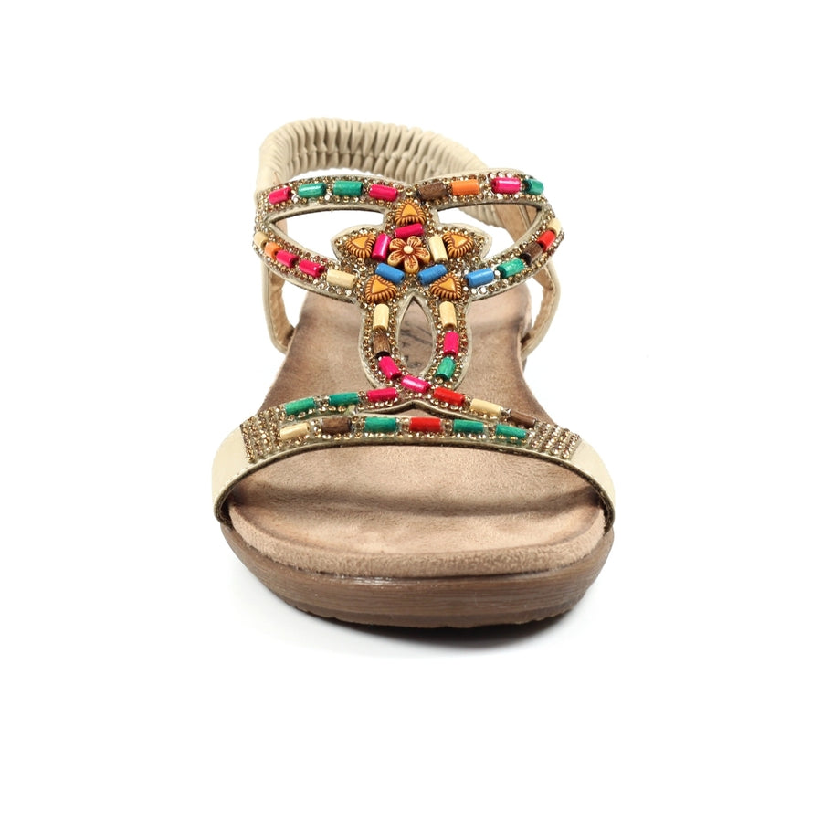 Lunar Mariella Beige Beaded Sandals