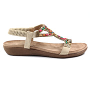 Lunar Mariella Beige Beaded Sandals